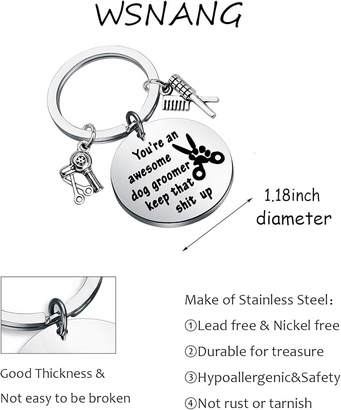 WSNANG Dog Groomer Gift You're an Awesome Dog Groomer Keychain Pet Groomer Gift Thank You Gift