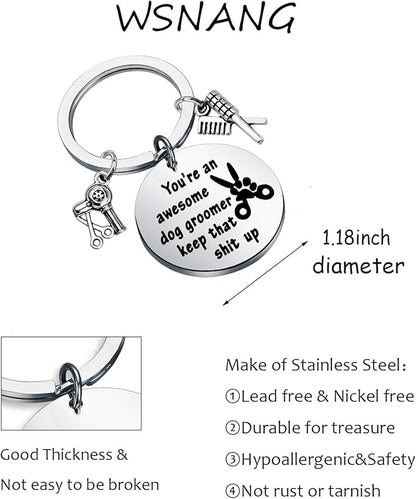 WSNANG Dog Groomer Gift You're an Awesome Dog Groomer Keychain Pet Groomer Gift Thank You Gift