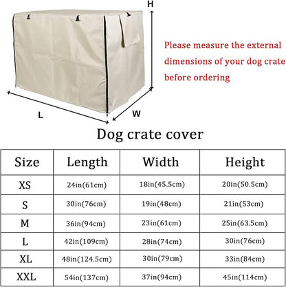 Senmortar Double Door Dog Crate Cover Wire Dog Cage Cover Waterproof Durable Lightweight 420D Polyester for Pet Crates Beige 36 inches