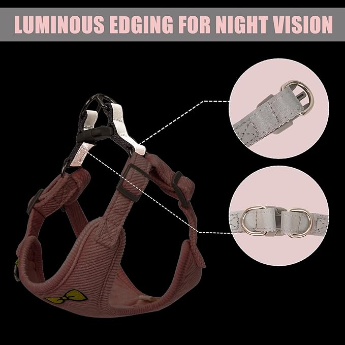 No Pull Dog Harness with Leash Pet Soft Vest Harness and Leash Set Dog Cat No Choke Escape Proof Harness Reflective Step in Harness for Small Medium Dogs Cats (Pink, Large)