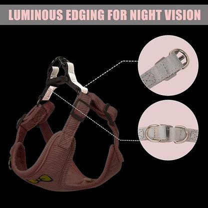No Pull Dog Harness with Leash Pet Soft Vest Harness and Leash Set Dog Cat No Choke Escape Proof Harness Reflective Step in Harness for Small Medium Dogs Cats (Pink, Large)