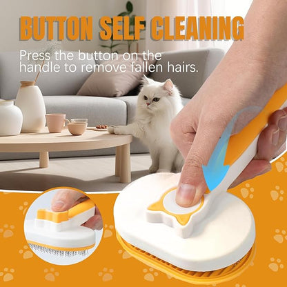 Self-Cleaning Slicker Brush for Dogs & Cats - Gentle Deshedding Grooming Tool for Long and Short Hair Pets, Removes Loose Fur, Undercoat, and Tangles