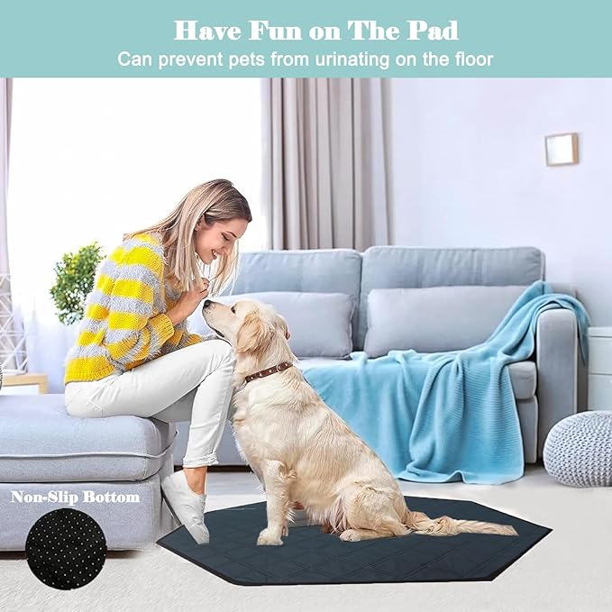 Dog Playpen Mat - Washable, Leakproof Pee Pad for Octagon Puppy Playpen, Whelping, Potty Training, Crate, Kennel, Indoor Use