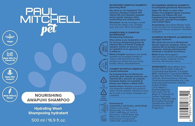 Nourishing Awapuhi Shampoo, Hydrating Wash for Dogs, 16.9 fl. Oz