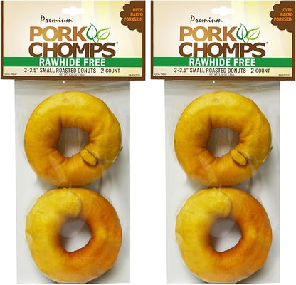 Pork Chomps Roasted Pork Skin Dog Chews, 3-inch Donuts, 2 Count (Pack of 2)