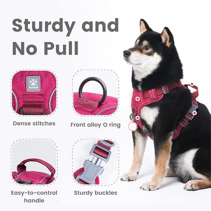 Pawaii Dog Harness for Small Dogs, Dog Harness with Pet ID Tag, No Choke Dog Harness, Adjustable Soft Padded Pet Vest with Easy Control Handle