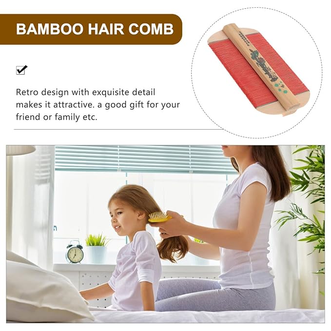 SUPVOX Bamboo Double-Sided Fine Tooth Hair Comb for Dandruff and Removal, Smooth Wooden Comb for Home, Travel, Outdoor