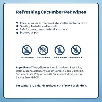 Best Pet Supplies Pet Wipes for Dogs - Dog Wipes Cleaning Deodorizing, for Coats, Ears, Paws – Refreshing, Cucumber 100 Count