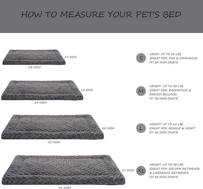 Washable Dog Bed Mat Reversible Dog Crate Pad Soft Fluffy Pet Kennel Beds Dog Sleeping Mattress for Large Jumbo Medium Small Dogs, 29 x 18 Inch, Gray