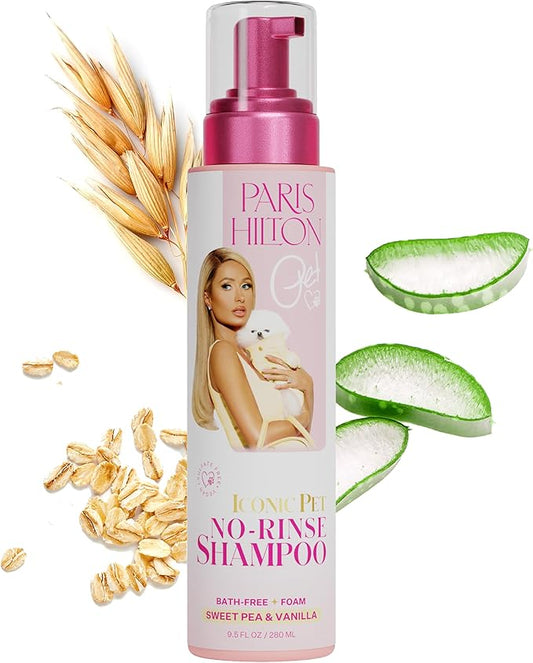 Paris Hilton Pet Iconic Sweet Pea & Vanilla Scent No-Rinse Dog Shampoo, Waterless Dog Wash, Hypoallergenic, 280ml – Quick Clean for Dogs, Easy Grooming, No Rinse Needed