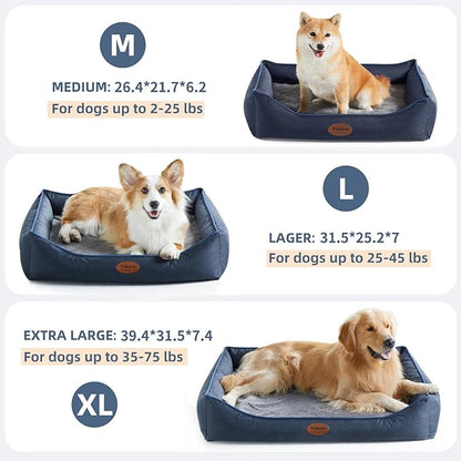 Orthopedic Dog Beds for Small Dogs, Durable Egg Crate Foam Sofa Dog Bed wit Washable Removable Cover,Waterproof Lining and Nonskid Bottom,Pet Bed for Medium Dogs (Navy Blue, Medium)