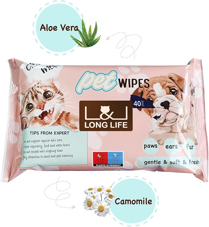 L&L LONG LIFE Dog Wipes XXL Size 8x12 inch Cat Cleaning Wipes, Extra Sticky Dog and Cat Lint Remover for Pet Hair Removal
