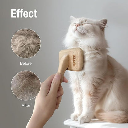 Slicker Brush Groom Like a Professinal Stainless Steel Pins, Lightweight Beech Wood Body, Ground and Polished Tips, Medium Pet Bruch