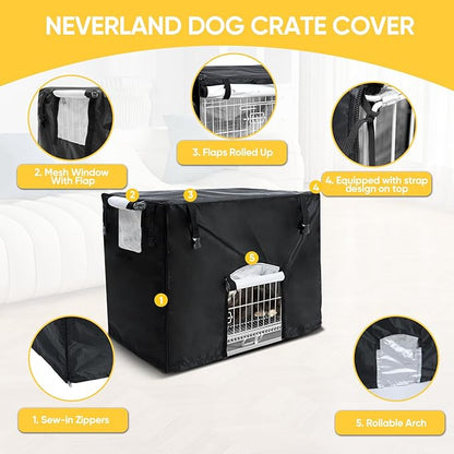NEVERLAND Dog Crate Cover 42 Inch - Kennel Crate Covers for Dog Cage Waterproof, Universal Durable Oxford Cloth Dog Cage Cover for Most Wire Pet Crates, 42 x 28 x 30 Inch (Cover Only)