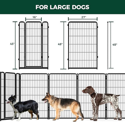 FXW Homeplus Dog Playpen for Indoor Use - Stress-Free and Safe Play, Heavy Duty 45 Inch 16 Panels Dog Pen for Large Dogs, Black│Patented