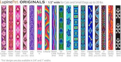Small Adjustable Step in Dog Harness by Lupine 1/2" Wide Ripple Creek Design with 12-18" Adjustable Girth