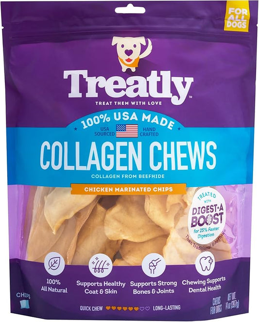 USA Collagen Chips Assorted Dog Chew Treats - Chicken Marinade Flavor, 14oz/1 Pack