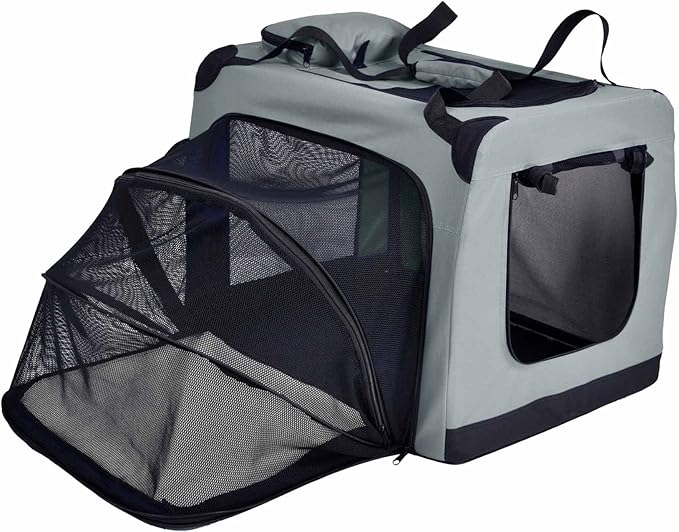 Pet Life Hounda Accordion Metal Framed Soft Folding Expandable Dog Crate - Collapsible Folding Pet Crate or Dog Kennel with Triple Expansion Room