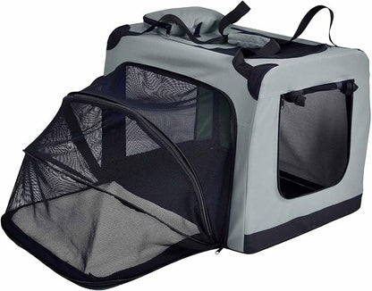 Pet Life Hounda Accordion Metal Framed Soft Folding Expandable Dog Crate - Collapsible Folding Pet Crate or Dog Kennel with Triple Expansion Room