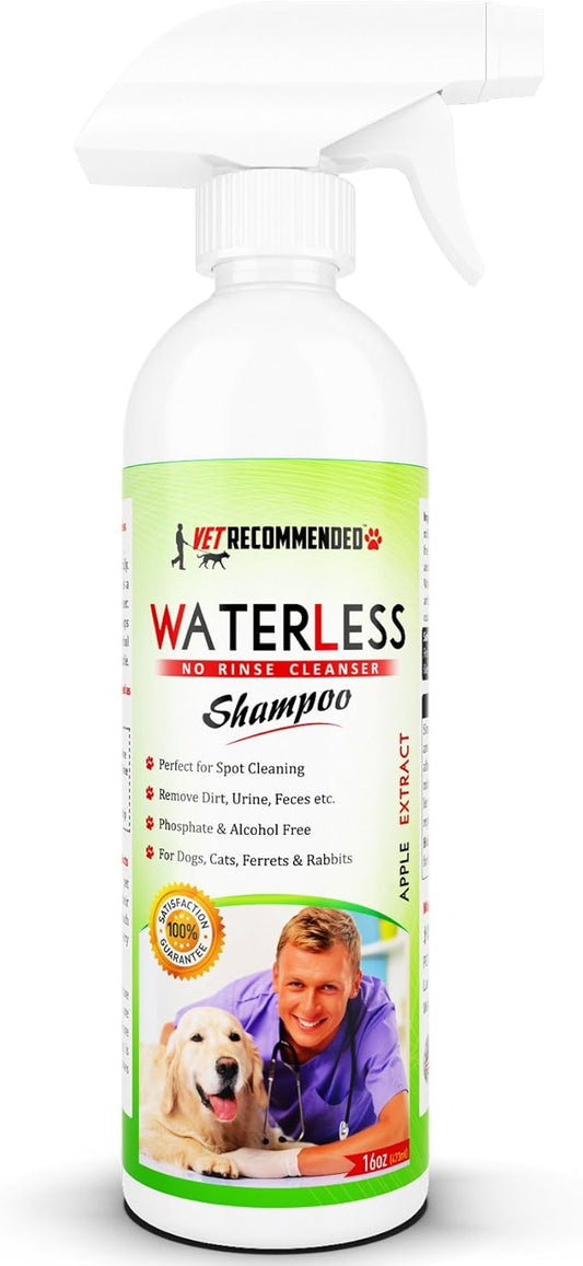 Waterless Dog Shampoo No Rinse Dry Shampoo for Dogs (16oz), Detergent and Alcohol Free, Apple Extract - Perfect for Spot Cleaning The Dog Coat - Made in USA