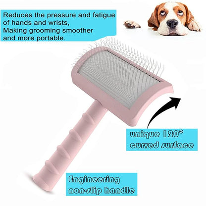 Large Slicker Brush for Dogs,Cats,Extra Long Pin Shedding Brush for Long Haired Dog,Cat, Pet Grooming Wire Brush for Thick Undercoat Curly Hair,25mm(1"),Pink