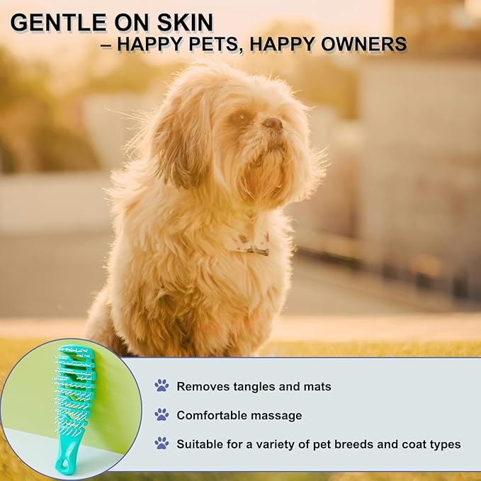 Ridge Design Puppy Brush, Soft Bristle Gentle Grooming Tool, Pet Hair Care, Suitable Small Dog : Yorkie, Maltese, Shih Tzu, Maltipoo (Light Green)