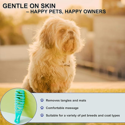 Ridge Design Puppy Brush, Soft Bristle Gentle Grooming Tool, Pet Hair Care, Suitable Small Dog : Yorkie, Maltese, Shih Tzu, Maltipoo (Light Green)