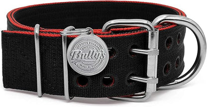 Pit Bull Collar, Dog Collar for Large Dogs, Heavy Duty Nylon, Stainless Steel Hardware (XL, Black with Red Trim)