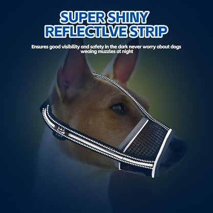 Dog Muzzle,Soft Mesh Breathable Muzzle, Air Mesh Dog Muzzle with Reflective & Adjustable Strap for for Biting Chewing Grooming,Allow Panting Drinking,Dog Muzzle for Medium (Black, M)