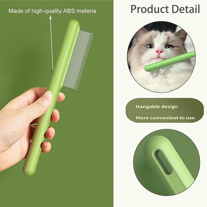 Small Dog Grooming Brush,Puppy Hair Brush for Shedding Tangles Pet Hair Removal Comb Stainless Steel Teeth Flea Comb - Perfect for Shih Tzus,Yorkies,Maltipoos,Maltese,Small Breeds (Long & short teeth)