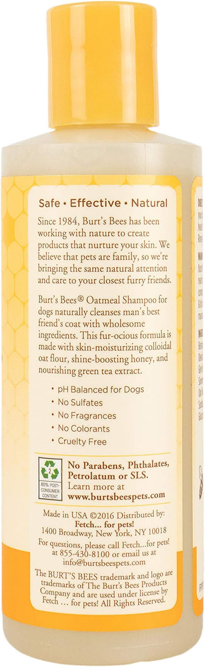 Burt's Bees for Pets Naturally Derived Oatmeal Shampoo with Colloidal Oat Flour and Honey - Oatmeal Dog Shampoo to Soothe and Cleanse Dogs Skin and Coats, 4 Fl Oz
