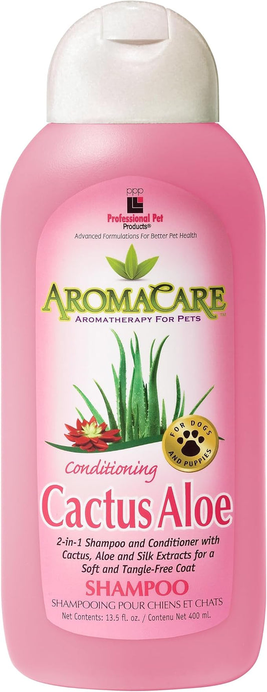 PPP AromaCare Conditioning Cactus Shampoo for Dogs - Luxurious Aloe Soothes and Nourishes Skin, Fur & Coat - No More Dry, Tangled Fur - 13.5 fl oz.