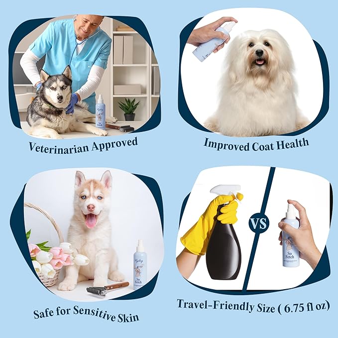 FlyDog Pet Detangler Spray for Dogs & Cats – Leave-in Hair Detangler Spray for Tangle-Free Grooming | Dog & Cat Coat Conditioner | Anti-Static, Deodorizing & Long-Lasting Freshness