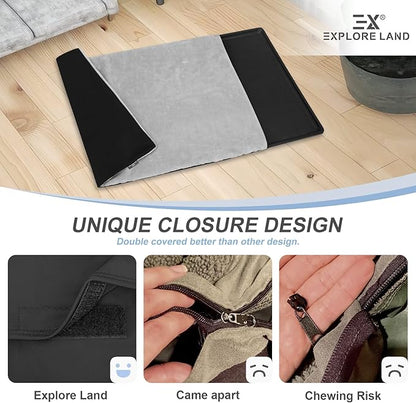 Explore Land Dog Crate Pan Cover with Softer Fluffy Top for 48 inch Dog Cage - Reversible Washable Liner for Dog Crate Tray