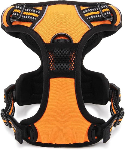 OLizee® New No Pull Dog Harness Outdoor Adventure Reflective Markings Pet Vest with Handle Adjustable Protective Nylon Walking Pet Harness Variety of Sizes and Colors,Orange XS