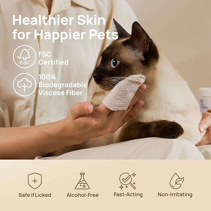 HICC PET Itch Relief Wipes for Dogs & Cats, Rapidly Relieves Itching, Soothes Hot Spots and Skin Irritations, Hypoallergenic Hot Spot Treatment Cleaning Wipes, Alleviate Dry Itchy Skin - 100 Count