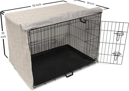 Lunarable Cream Dog Crate Cover, Old Lace Design with Soothing Color Scheme Vintage Style Classical Inspired Image, Easy to Use Pet Kennel Cover for Medium Large Dogs, 42 Inch, Cream Tan