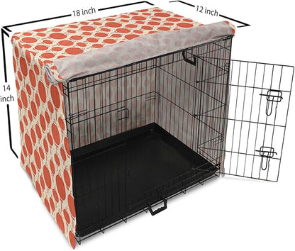 Lunarable Oriental Dog Crate Cover, Folk Lamps Cartoon Style Cheerful Pattern with Chinese Ethnicity, Easy to Use Pet Kennel Cover for Small Dogs Puppies Kittens, 18 Inch, Pale Yellow and Vermilion