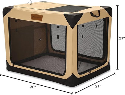 Soft Dog Crate for Medium Dogs, 4-Door Foldable Collapsible Dog Crate with Soft Sides, Indoor & Outdoor Travel Dog Kennel