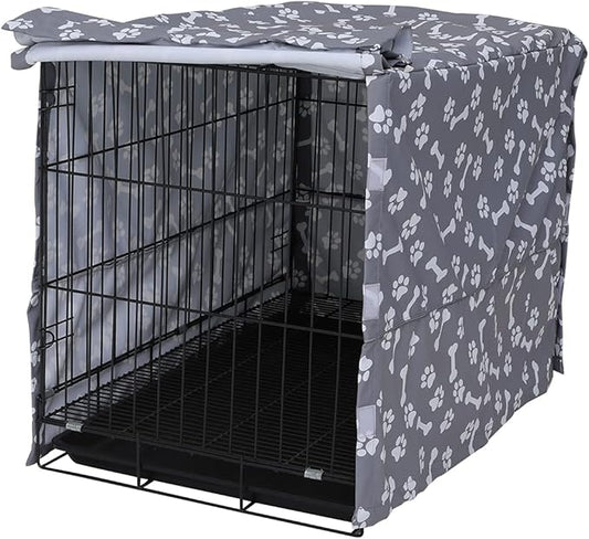 Dog Crate Cover for Wire Crates, Fits Most 42" inch Dog Crates. Easy to Put On, Take Off, and Adjust - Cover only - Sky Gray -42 Inch