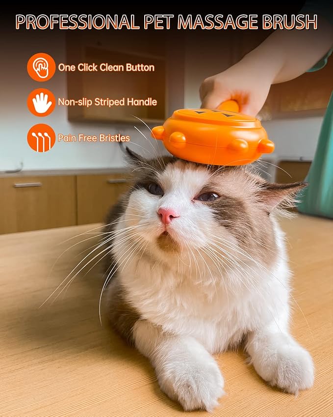 Dog Brush for Shedding, Pumpkin Dog Comb for Long or Short Haired Cats Dogs Rabbits, Skin Friendly Deshedding Grooming Tool for Gently Removes Loose Fur Undercoat