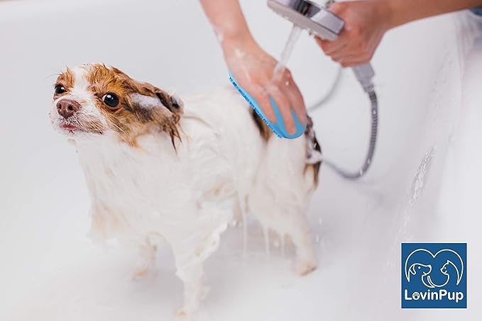 Dog Bath Brush, Massaging Pet Brush Scrubber, Silicon Shampoo Brush with Rubber Bristles, Removes all Loose Fur, Brush for Long, Medium, and Short Haired Pets
