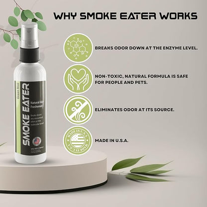 Smoke Eater All Purpose Odor Eliminator - Breaks Down Foul Scents at the Molecular Level - Smoke, Food, Pet and Stale Odor - Ideal For The Home, Apartment Cars, Boats - 4 oz Travel Bottle (Ocean Mist)