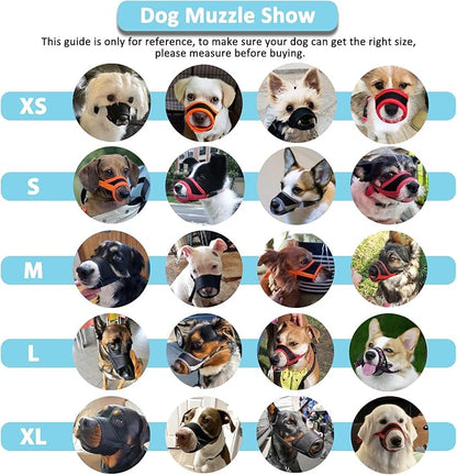 LUCKYPAW Dog Muzzle, Soft Dog Muzzles for Small Medium Large Dogs, Breathable Muzzles to Stop Biting and Chewing with Pattern, Allows Panting and Drinking(Black Bone,XS)