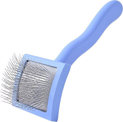 Slicker Brush for Dogs, Dog Grooming Supplies - Best Doodle & Poodle Brush for Long Haired Dogs - Goldendoodle Long Pin Detangler For Dematting (Small Curved)