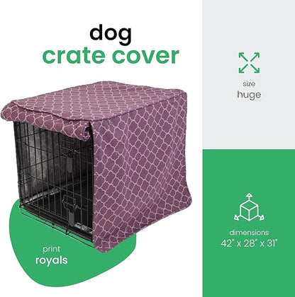 Molly Mutt Royals Dog Crate Cover, 100% Cotton Canvas Cover with 2 Roll-Up Panels, Ideal for Dog or Cat Crate, Durable, Washable, and Free of Harmful Chemicals, 42" x 28" x 31"