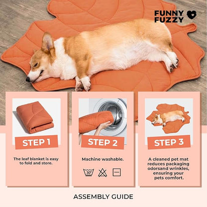 Dog Blanket Mat for Dogs Cats, 40×46" Leaf Design Pet Blankets Cover Machine Washable Double-Sided for Bed Couch Sofa Floors Furniture Protection, Maple Red