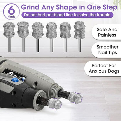 Pet Nail Grinder Trimmer for Dremel - Dog Nail Grinder Attachment Bit - 1/8'' Safe and Painless Nail Grinder Wheel for Dogs&Pets and Animals Toenail Care