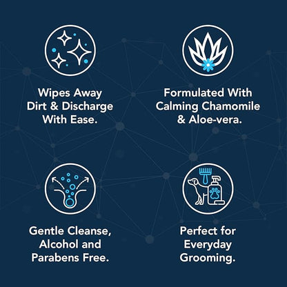 NOVEHA Dog Wipes - Odor Eliminating and Cleaning Grooming Wipes for Dog's Paws, Body, and Butt - Perfect for Puppy and Adult Dogs - Plant-Based, Safe, Convenient & Large Unscented Wipes (120 Counts)