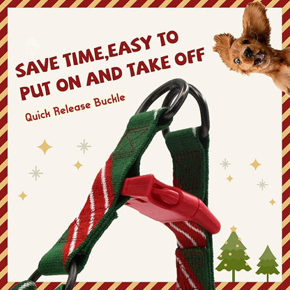 Dog Harness for Medium Dogs Step-in Adjustable Dog Harness, Red Mix Green,M